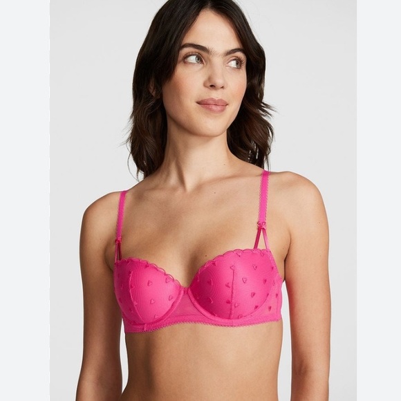 🔥VS Pink Wink push up lace balconette bra sz 34D NWT - Picture 3 of 13